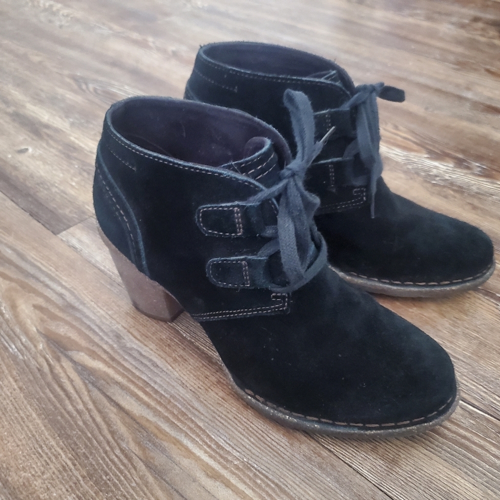 Clarks Black Suede Ankle Boots